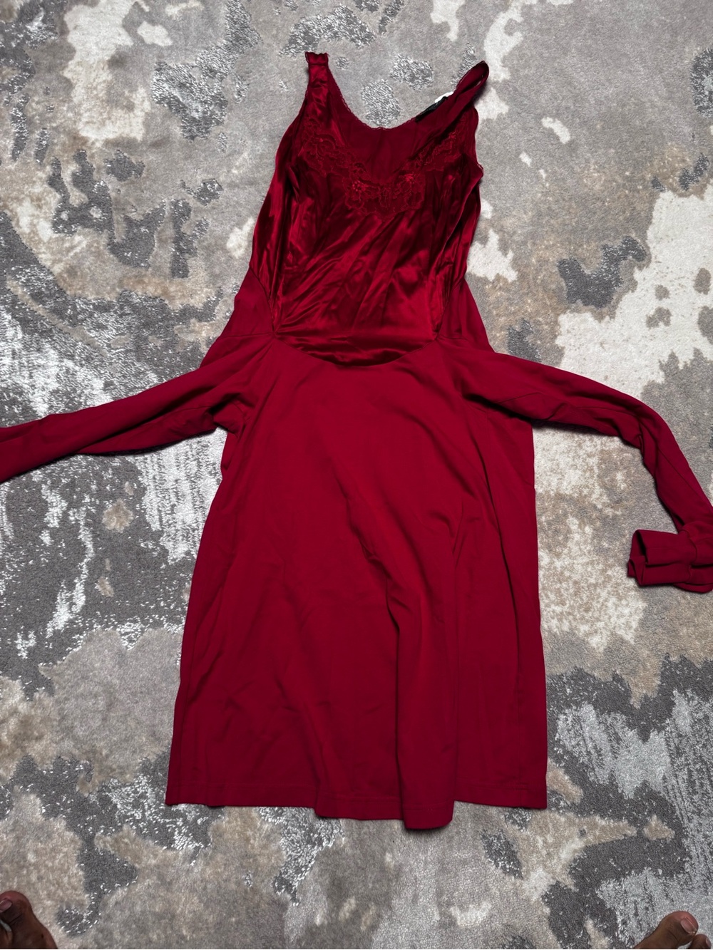 Balenciaga Burgundy Long Sleeve Dress with Slip Layer